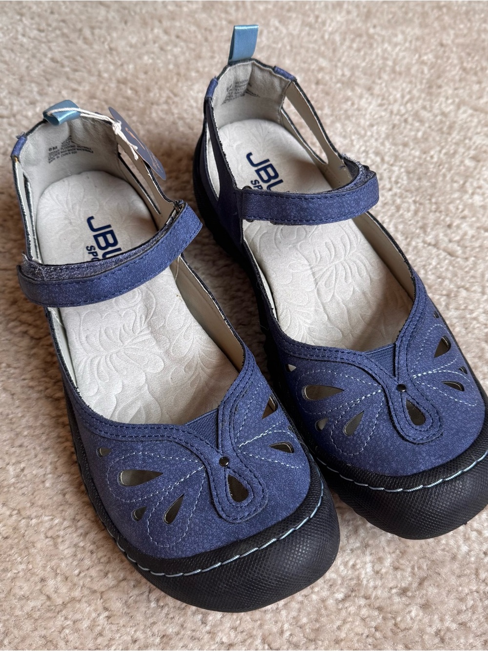 JBU Navy Blue Mary Jane Sandals with Hook-and-Loop Strap Size 8M